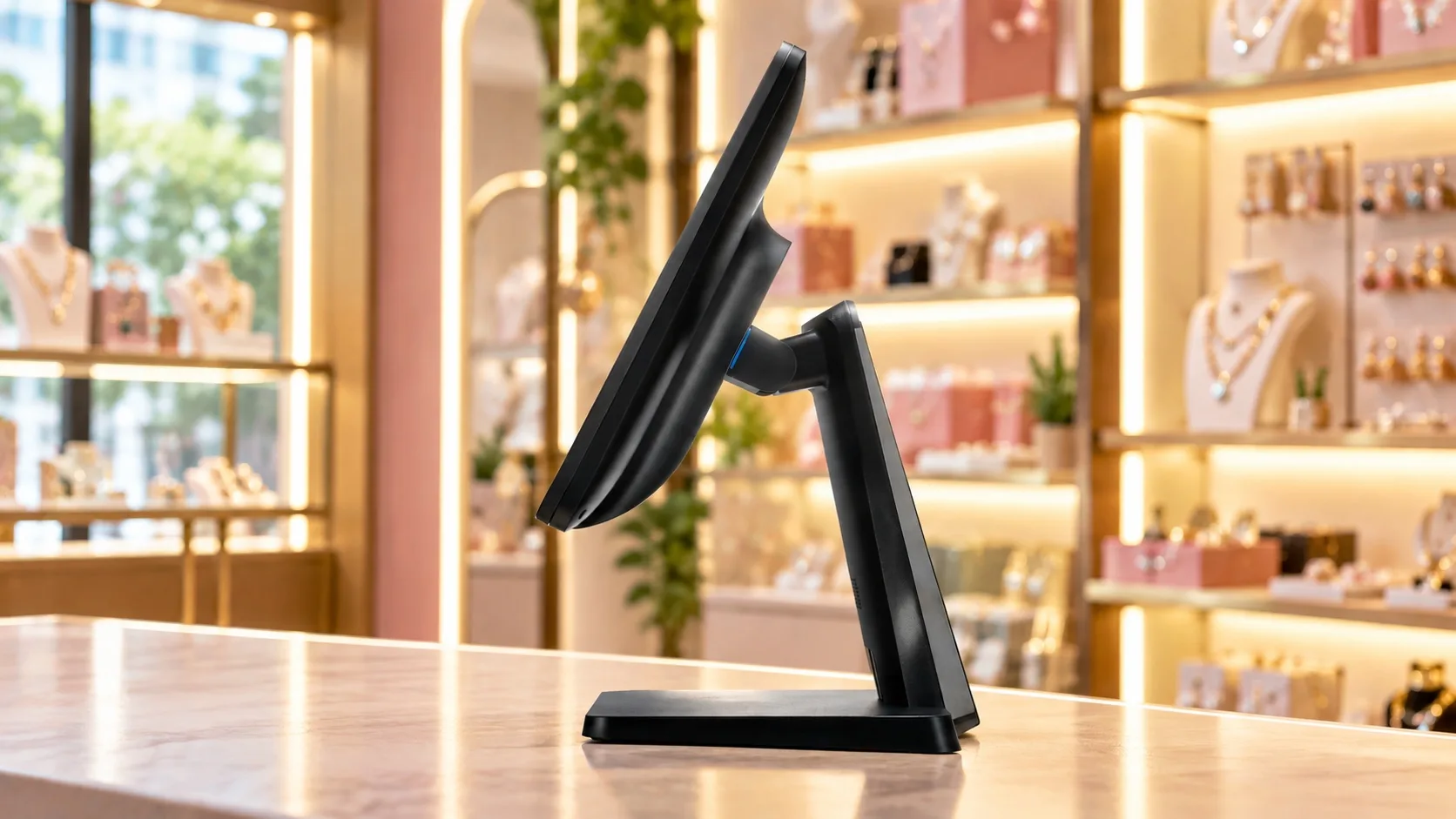 Punto de Venta Solara de perfil, con la pantalla inclinada